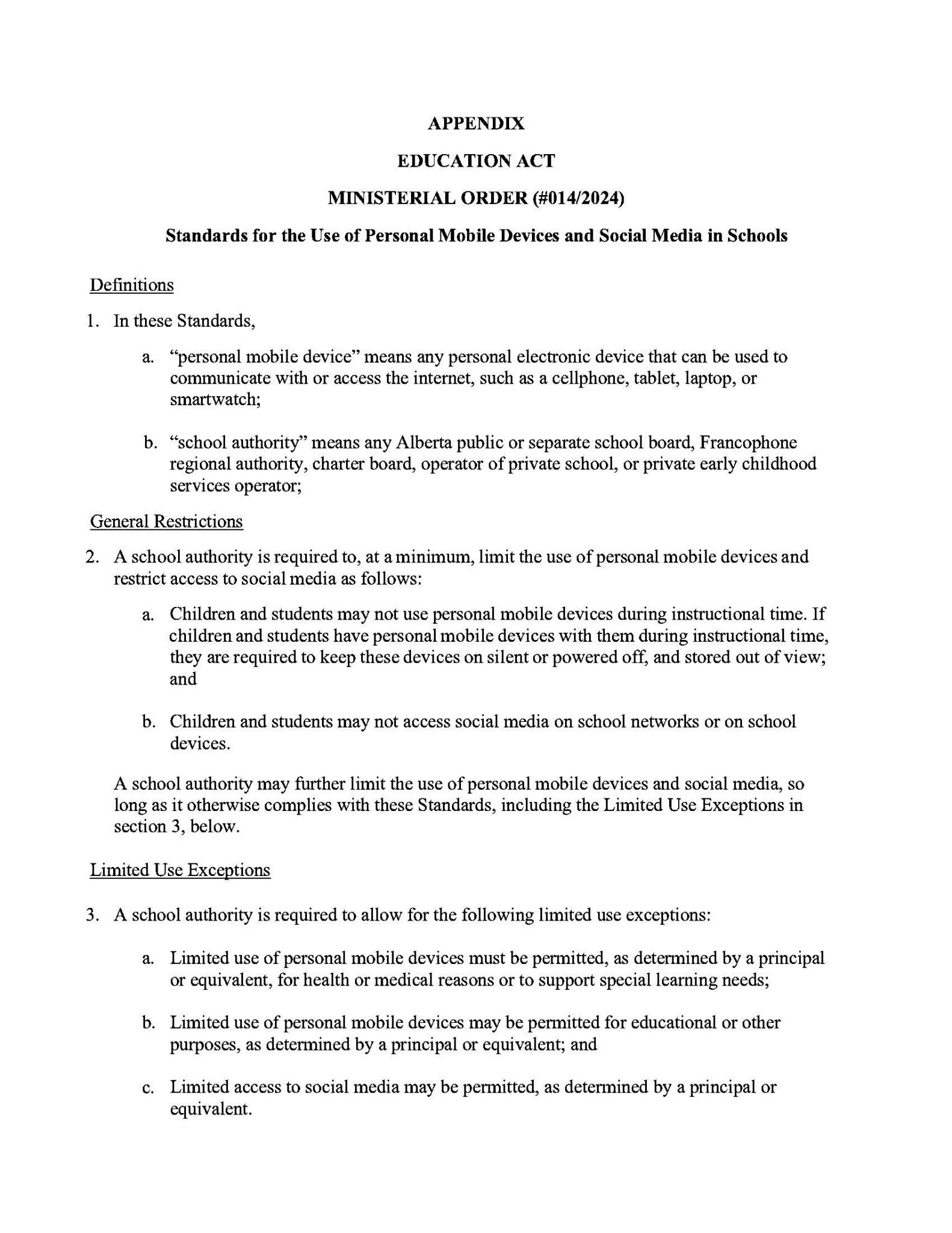 Ministerial Order cell phone ban Page 2